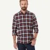 Gazman Brushed Twill Box Check Long Sleeve Shirt - Brick