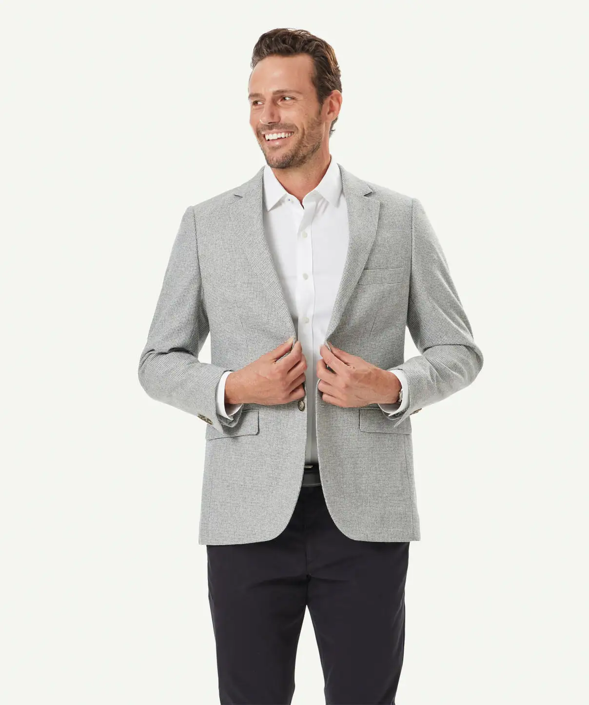 Gazman Wool Blend Houndstooth Sports Jacket - Light Grey 3 Gazman Wool Blend Houndstooth Sports Jacket - Light Grey