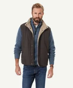 Gazman Reversible Quilted Sherpa Vest - Chocolate