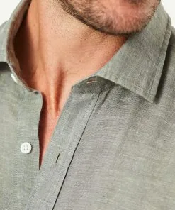 Gazman Linen Plain Long Sleeve Shirt - Khaki -Cheap Gazman Store 10 cab51fd8 4d3a 4fb9 bd8a cbe0e54a2faa