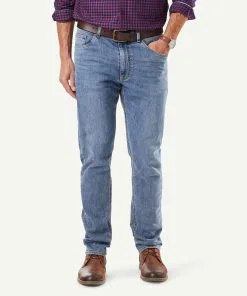 Gazman Authentic Hi Flex Modern Fit Jeans - Authentic Mid Wash