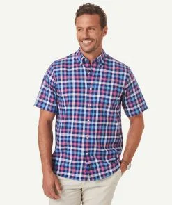 Gazman Easy Care Box Check Short Sleeve Shirt - Multi Check