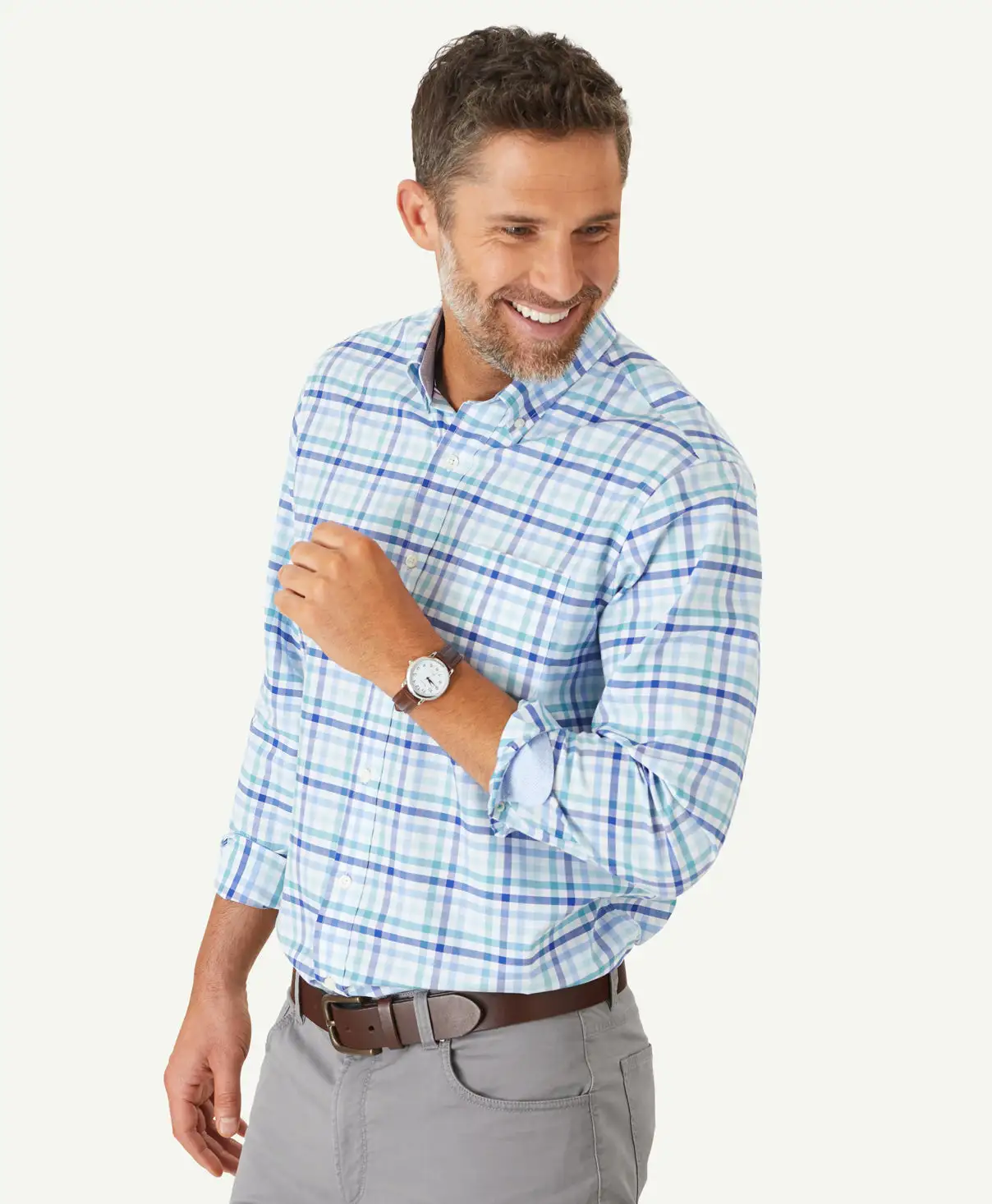 Gazman Easy Care Multi Check Shirt - Mint 3 Gazman Easy Care Multi Check Shirt - Mint