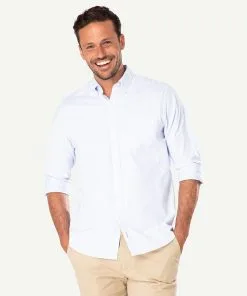 Gazman Casual Oxford Bengal Stripe Long Sleeve Shirt - Sky Blue