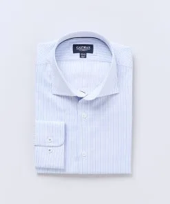 Gazman Tailored Fit Easy Care Fine Stripe Business Shirt - Blue