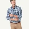 Gazman Easy Care Twill Box Check Long Sleeve Shirt - Forest
