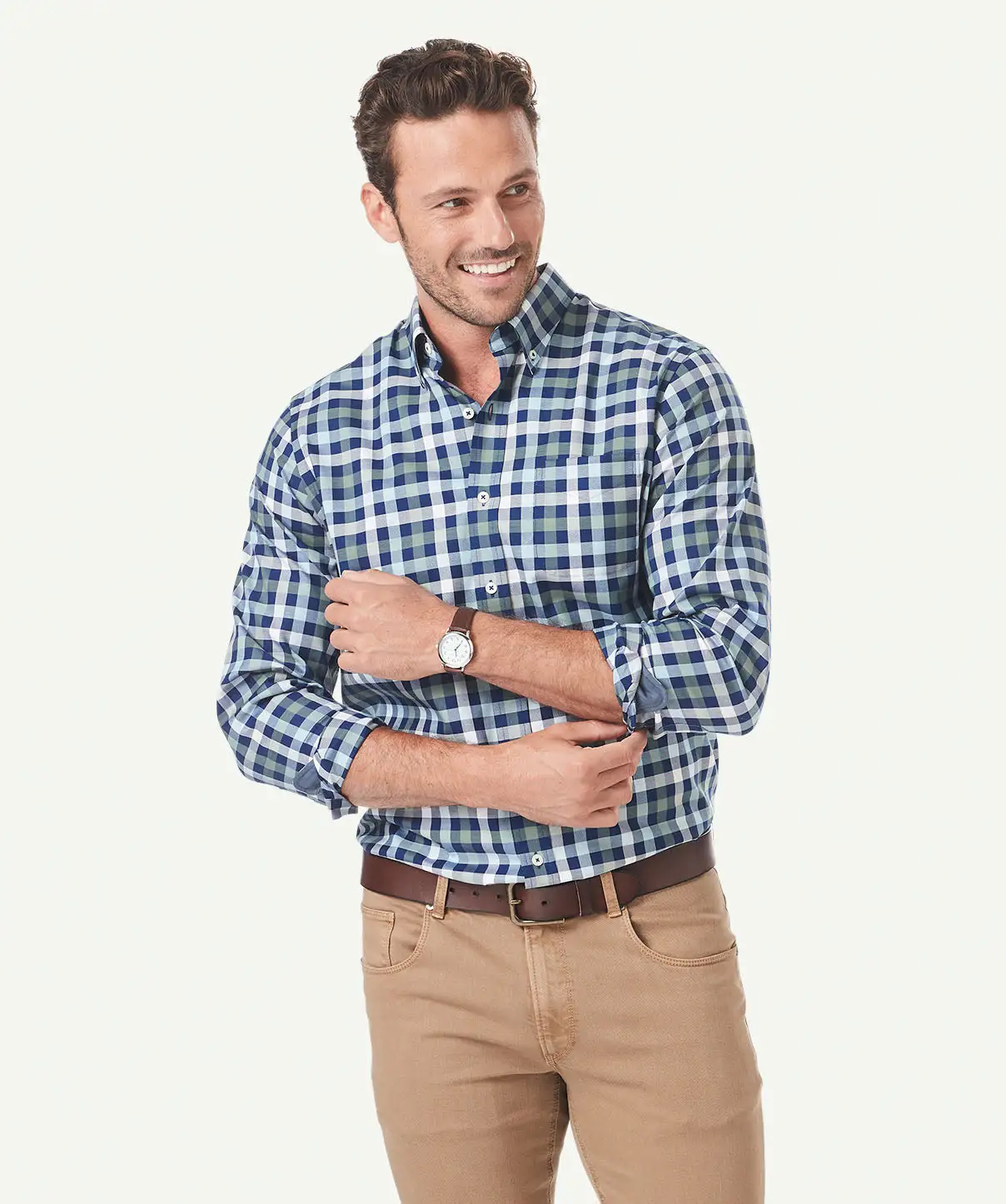 Gazman Easy Care Twill Box Check Long Sleeve Shirt - Forest 3 Gazman Easy Care Twill Box Check Long Sleeve Shirt - Forest