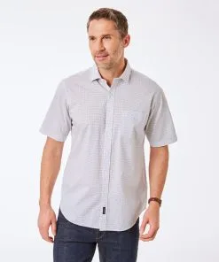 Gazman Dash Print Short Sleeve Shirt - White
