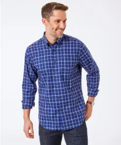 Gazman Tailored Fit Easy Care Check Shirt - Royal