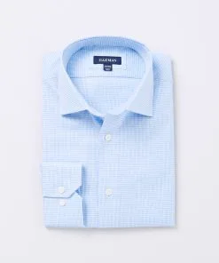 Gazman Easy Care Houndstooth Business Shirt - Light Blue
