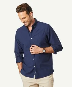 Gazman Casual Oxford Long Sleeve Shirt - Navy