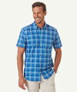 Gazman Tailored Fit Easy Care Short Sleeve Shirt - Cobalt