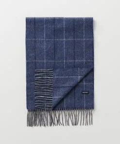 Gazman Wool Check Scarf - Denim