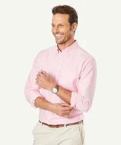 Gazman Casual Oxford Long Sleeve Shirt - Pale Pink