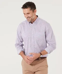 Gazman Easy Care Check Shirt - Navy/Red