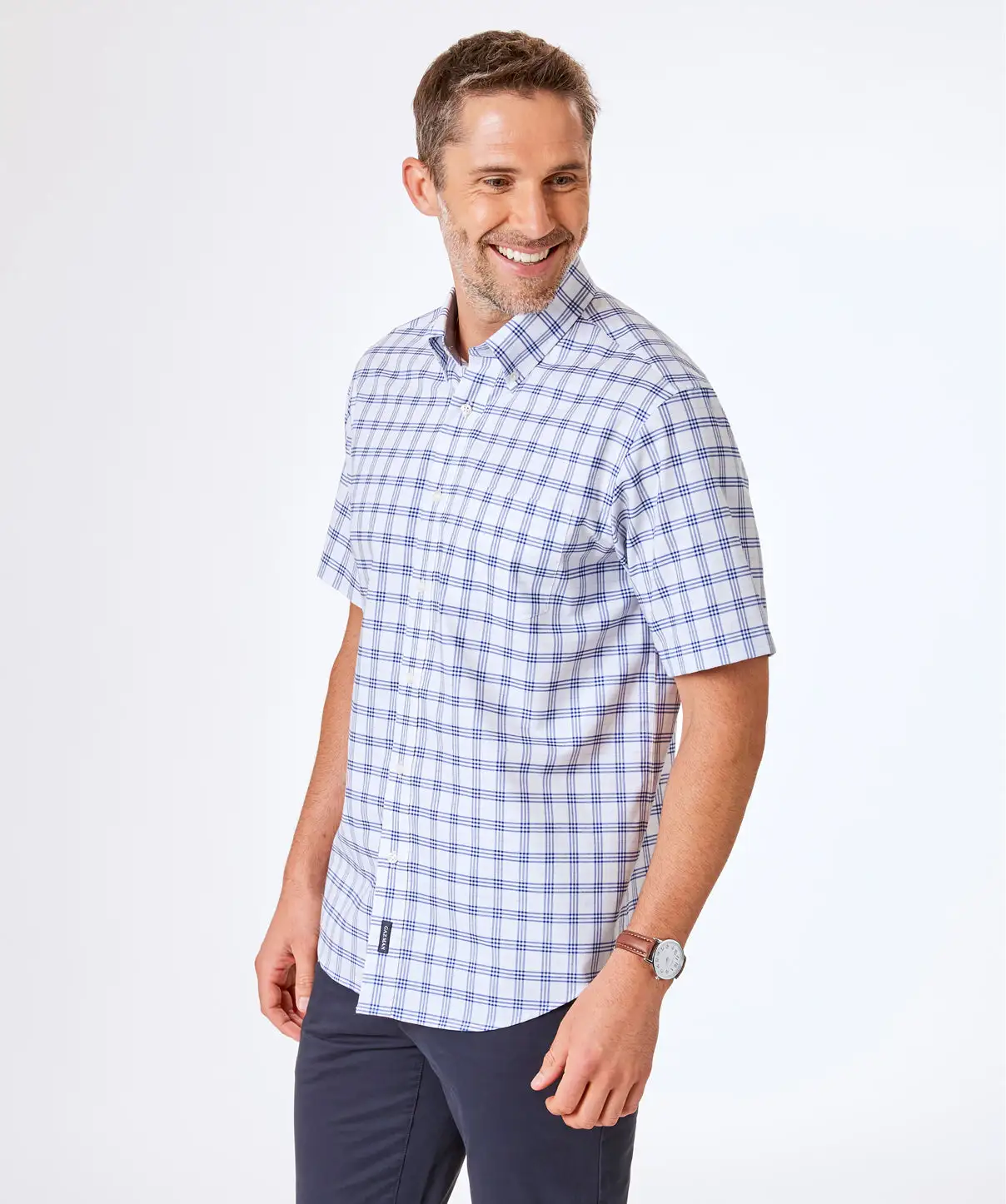 Gazman Easy Care Oxford Check Short Sleeve Shirt - White 3 Gazman Easy Care Oxford Check Short Sleeve Shirt - White