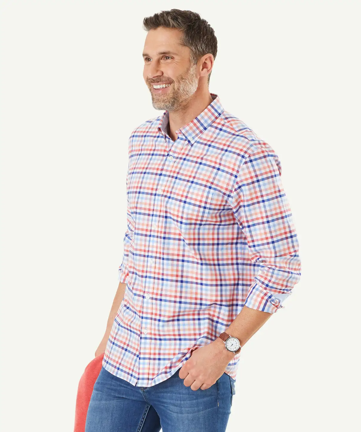 Gazman Tailored Fit Easy Care Check Shirt - Coral 3 Gazman Tailored Fit Easy Care Check Shirt - Coral