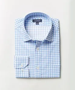 Gazman Easy Care Check Business Shirt - Blue