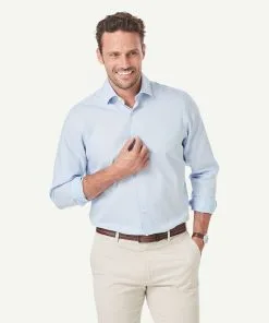 Gazman Classic Geometric Dobby Shirt - Blue