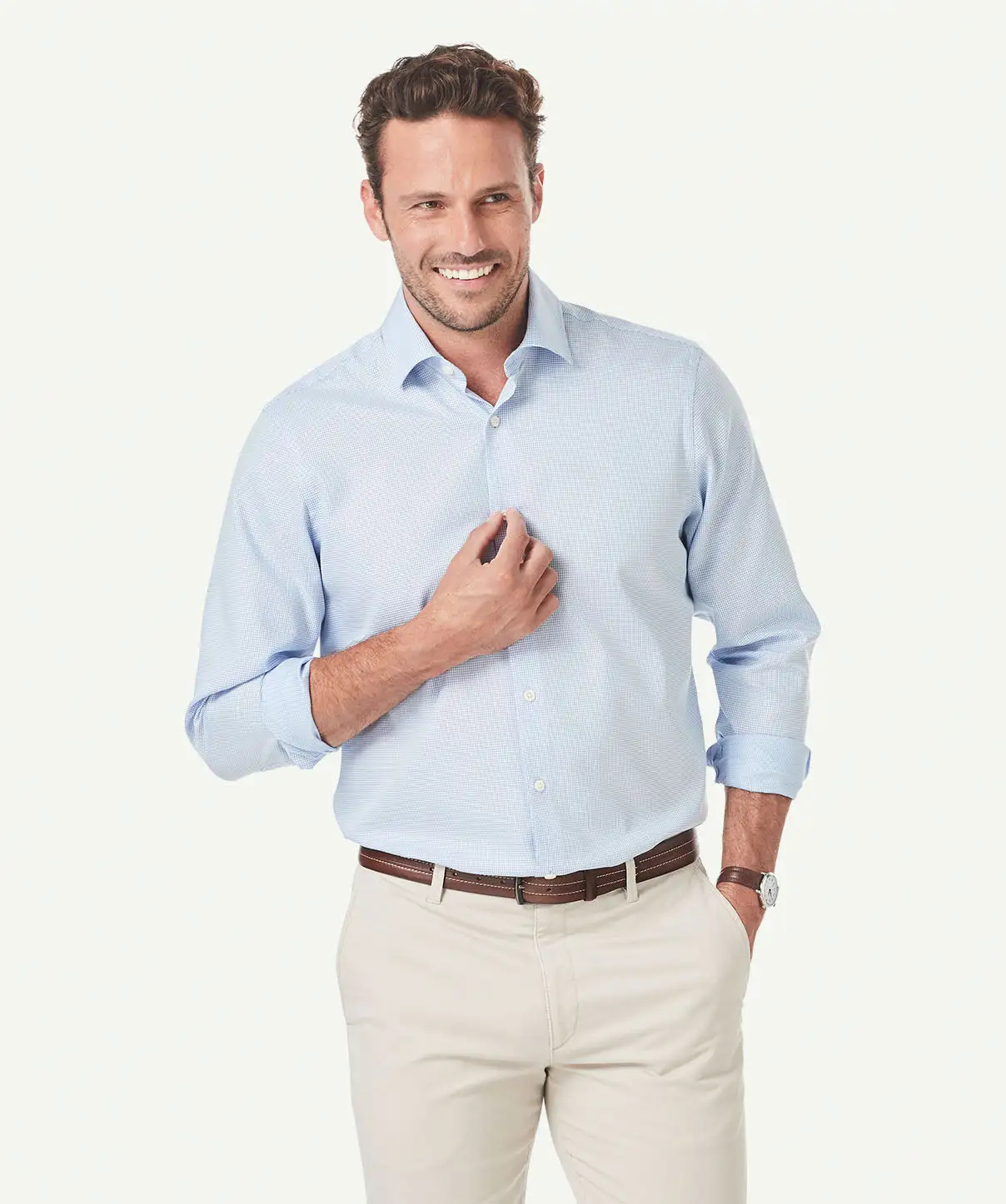 Gazman Classic Geometric Dobby Shirt - Blue 3 Gazman Classic Geometric Dobby Shirt - Blue