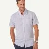 Gazman Tailored Fit Linen Blend Print Short Sleeve Shirt - Navy -Cheap Gazman Store 1 a2f46f24 faa5 414e ac02 017abec05daf