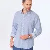 Gazman Tailored Fit Linen Blend Print Shirt - Navy