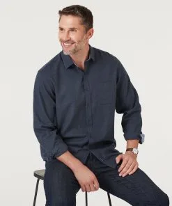 Gazman Brushed Houndstooth Check Shirt - Charcoal