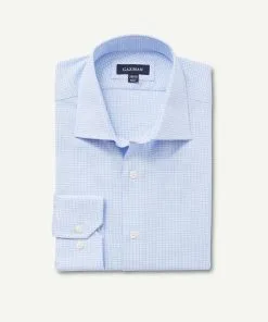 Gazman Easy Care Houndstooth Business Shirt - Sky Blue