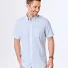 Gazman Tailored Fit Linen Blend Short Sleeve Shirt - Sky Blue -Cheap Gazman Store 1 b204a73e ef12 42cd 9b96 289ef350a7a9