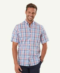 Gazman Easy Care Multi Check Short Sleeve Shirt - Pink