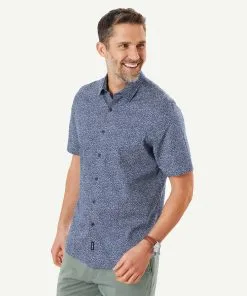 Gazman Wave Print Short Sleeve Shirt - Navy