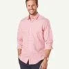 Gazman Tailored Easy Care Check Long Sleeve Shirt - RED
