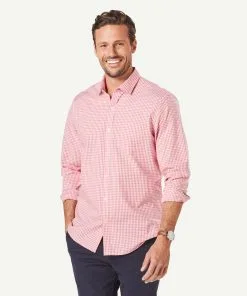 Gazman Tailored Easy Care Check Long Sleeve Shirt - RED
