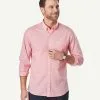 Gazman Tailored Featherweight Gingham Long Sleeve Shirt - Flamingo