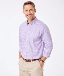 Gazman Easy Care Stretch Gingham Shirt - Lilac