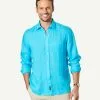 Gazman Linen Plain Long Sleeve Shirt - Cayman Blue -Cheap Gazman Store 1 cd9c776d 3e94 42bd 9a9d e4dab95d53e7