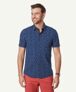 Gazman Tailored Seersucker Print Short Sleeve Shirt - Nightshade