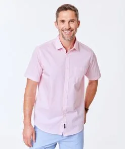 Gazman Smart Dot Print Short Sleeve Shirt - Pink