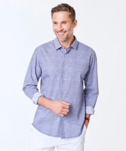 Gazman Tailored Fit Leaf Print Shirt - Blue