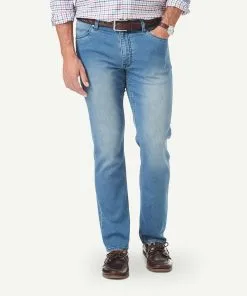 Gazman Knit Modern Fit Jeans - Washed Indigo
