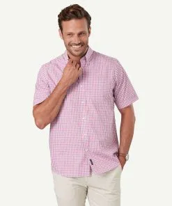 Gazman Easy Care Check Short Sleeve Shirt - Berry