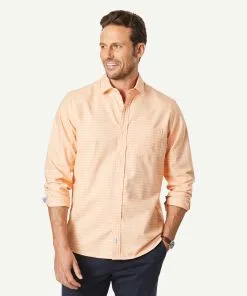 Gazman Easy Care Oxford Check Long Sleeve Shirt - Mango