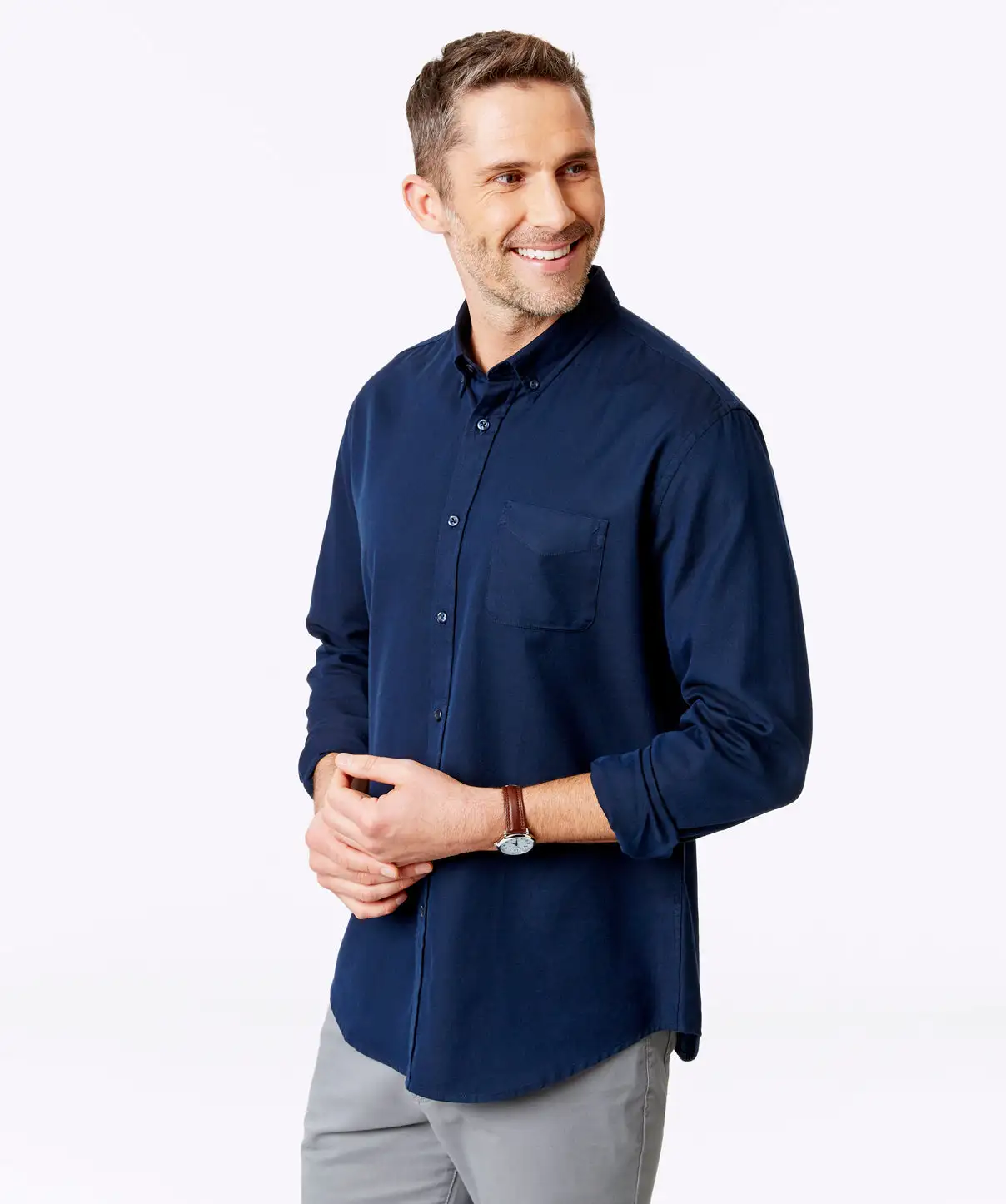 Gazman Tailored Fit Basketweave Shirt - Navy 3 Gazman Tailored Fit Basketweave Shirt - Navy