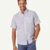 Gazman Linen Blend Dash Print Short Sleeve Shirt - Navy -Cheap Gazman Store 1 ee771f58 4574 40ba ac10 6c8be97848b4