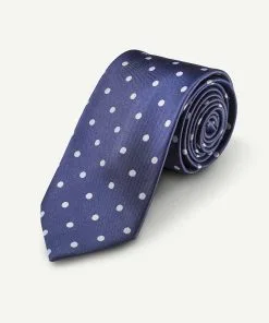 Gazman Silk Polka Dot Tie - Navy