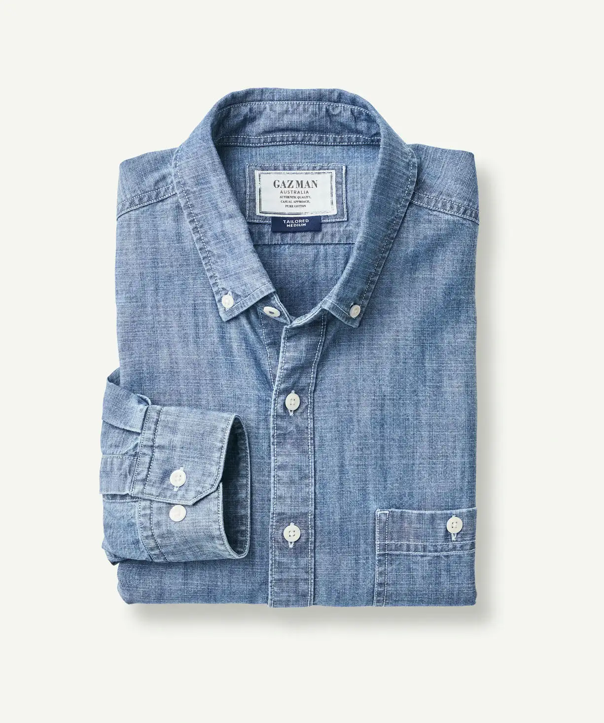 Gazman Tailored Casual Chambray Long Sleeve Shirt - Chambray 4 Gazman Tailored Casual Chambray Long Sleeve Shirt - Chambray - Image 2