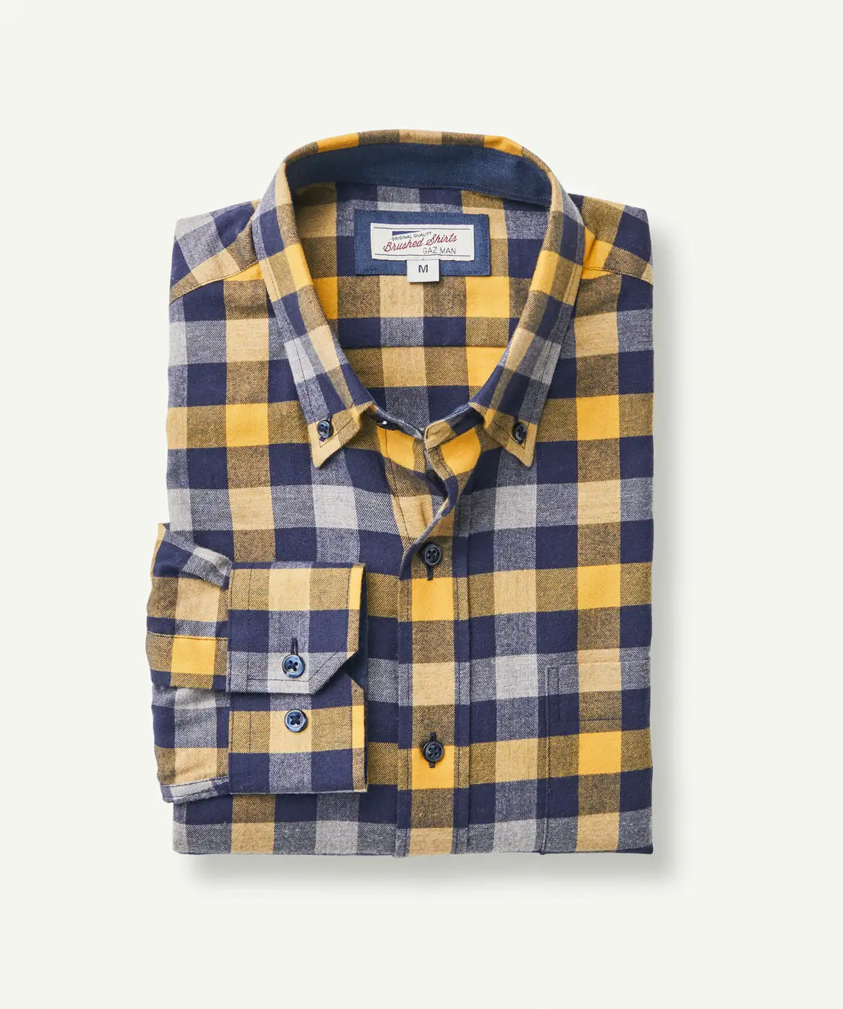 Gazman Brushed Twill Box Check Long Sleeve Shirt - Golden Yellow 4 Gazman Brushed Twill Box Check Long Sleeve Shirt - Golden Yellow - Image 2