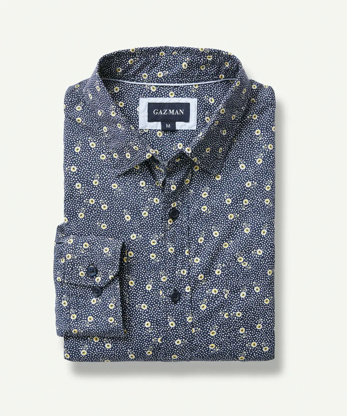 Gazman Casual Floral Dot Print Long Sleeve Shirt - Navy 4 Gazman Casual Floral Dot Print Long Sleeve Shirt - Navy - Image 2