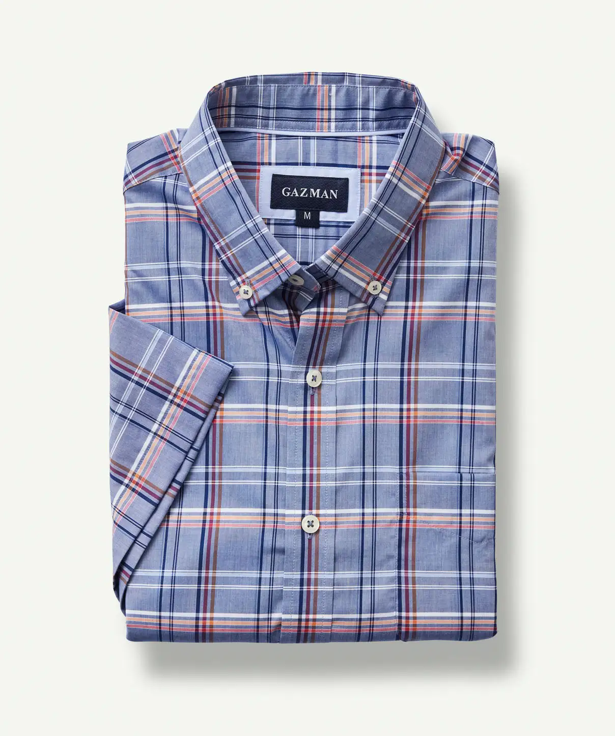 Gazman Easy Care Oxford Check Short Sleeve Shirt - Chambray 4 Gazman Easy Care Oxford Check Short Sleeve Shirt - Chambray - Image 2