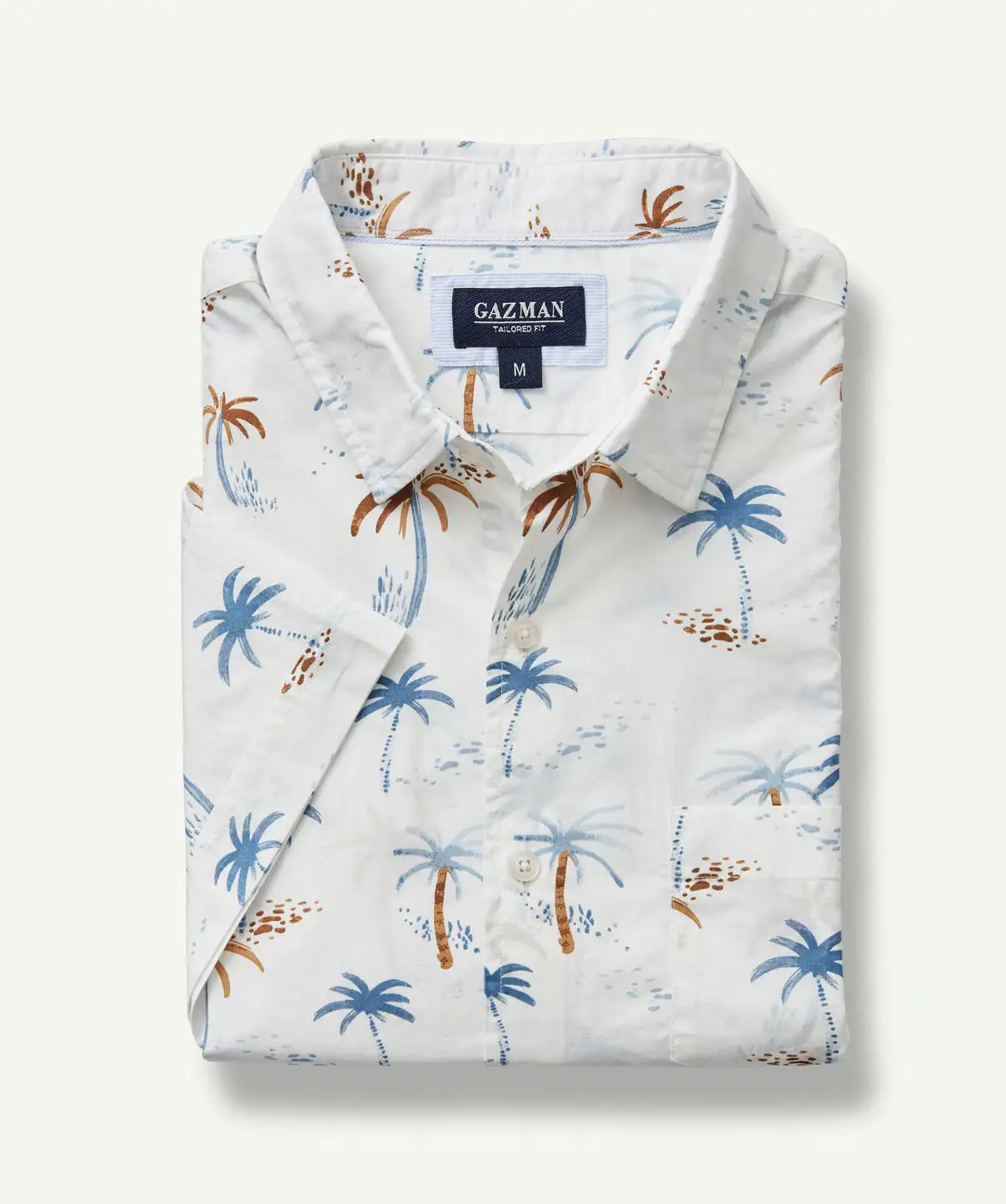 Gazman Tailored Casual Palm Print Short Sleeve Shirt - Ecru 4 Gazman Tailored Casual Palm Print Short Sleeve Shirt - Ecru - Image 2